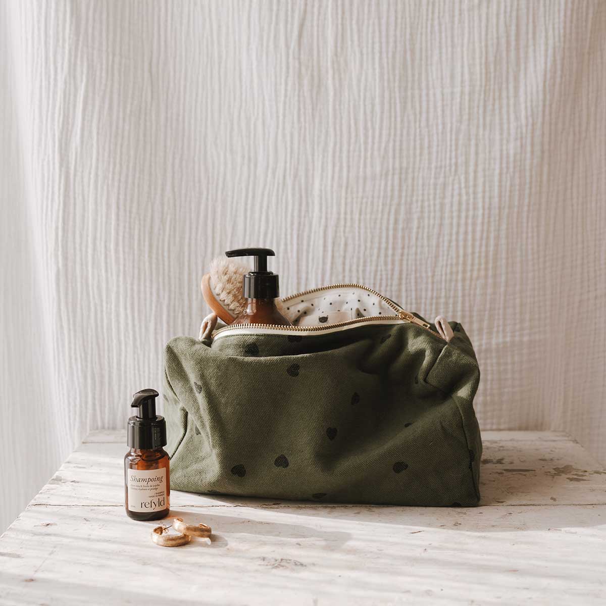 Rose in April | Kosmetiktasche Vic Heart Khaki