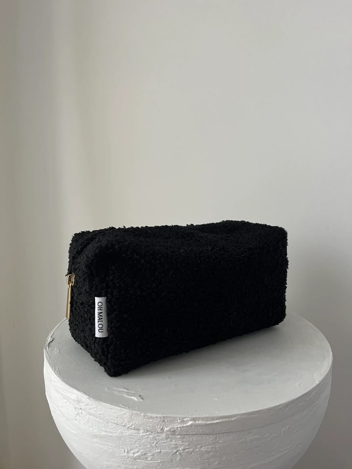 Oh Malou | Teddyfell Kosmetiktasche Black