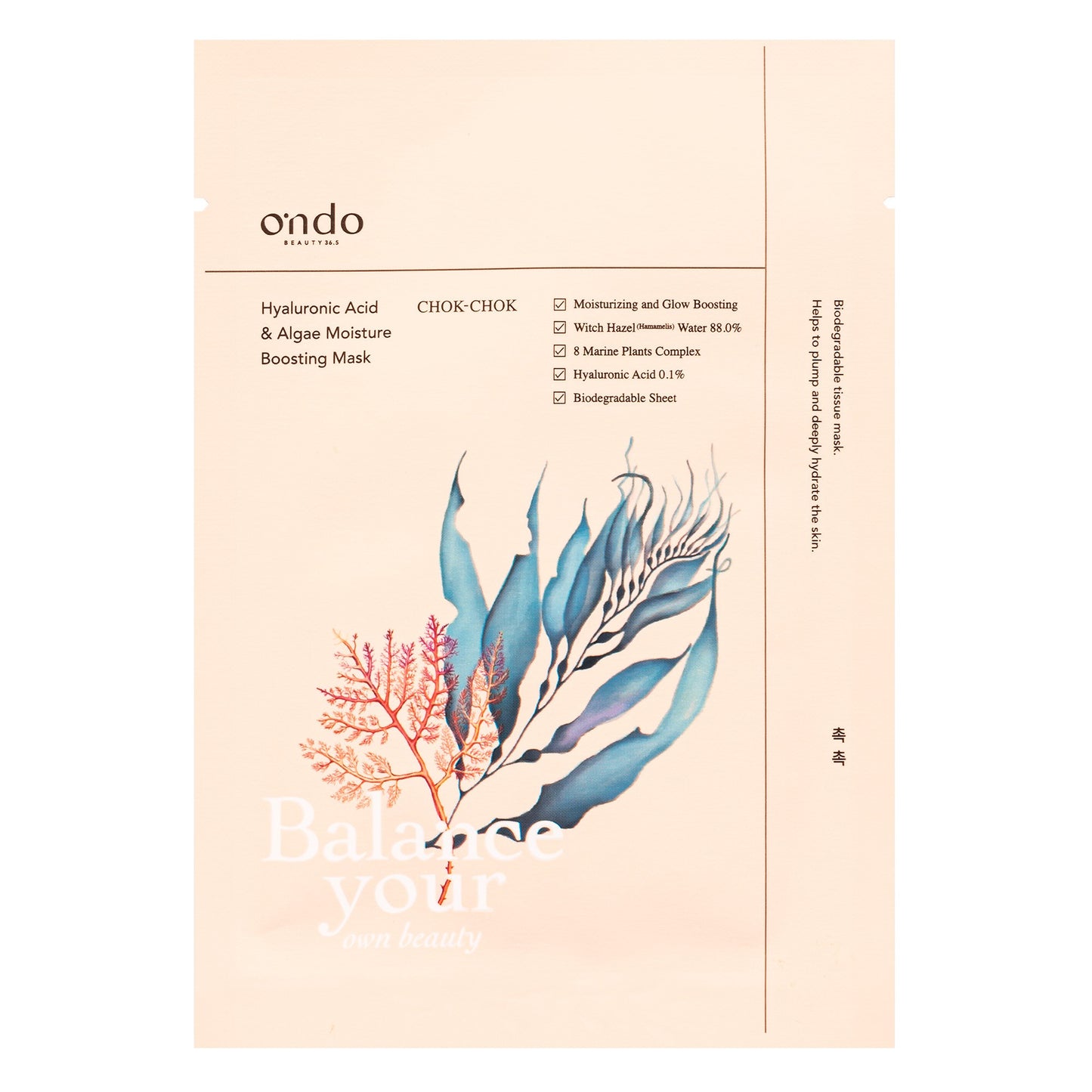 Ondo Beauty 36.5 | Hyaluronic Acid & Algae Moisture Boosting Mask Chok-chok