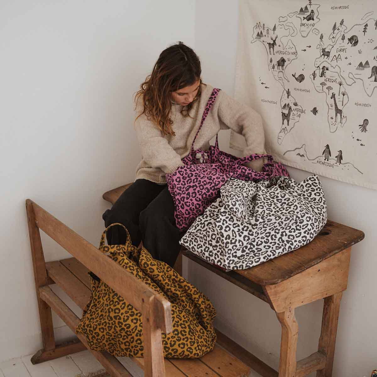 Rose in April | Elisa Baumwolltasche  Karamell/Leopardenmuster