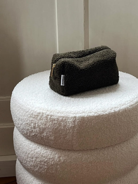 Oh Malou | Teddyfell Kosmetiktasche Khaki