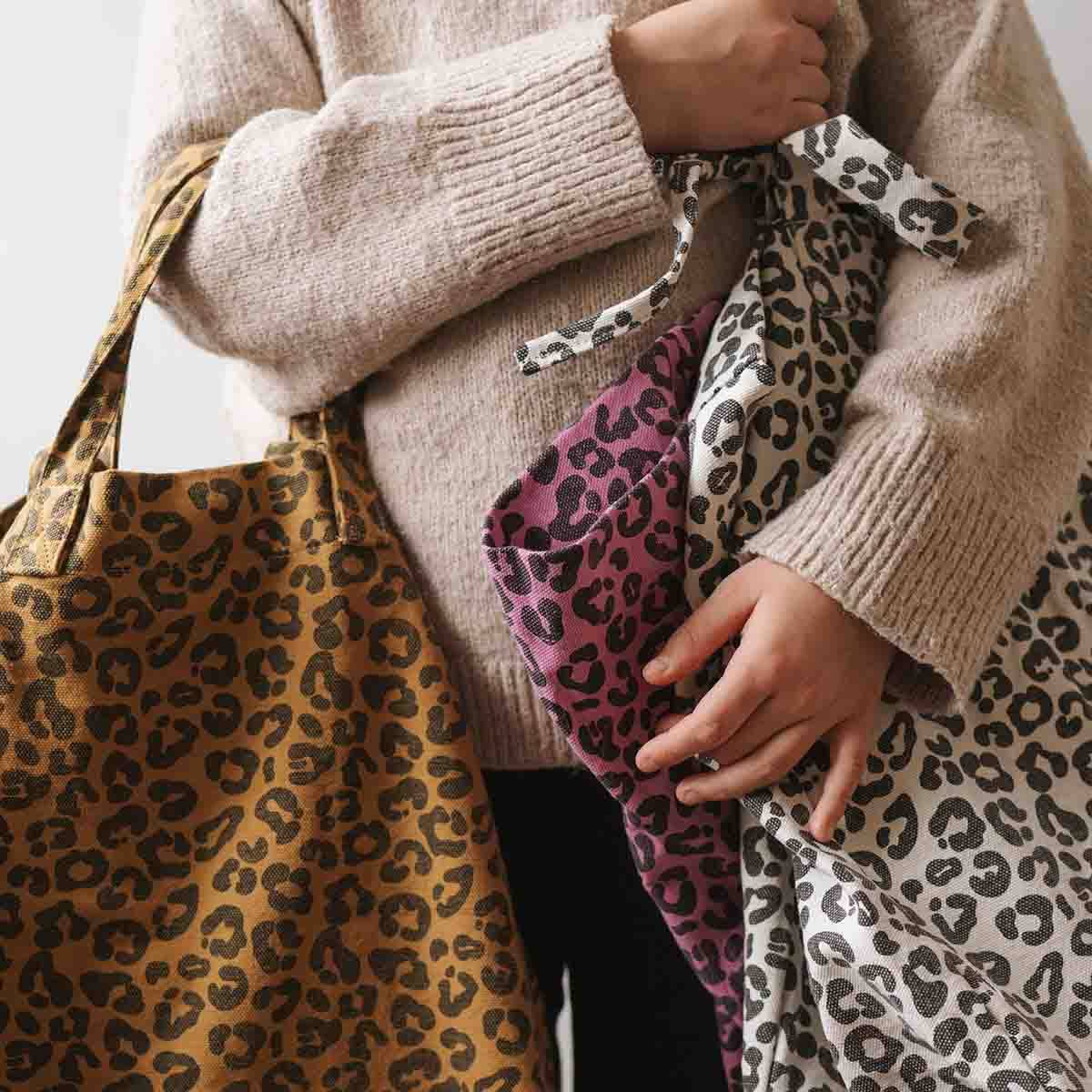 Rose in April | Elisa Baumwolltasche  Karamell/Leopardenmuster