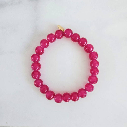 LITCHI | Jellybeans-Perlen Armband Fuchsia