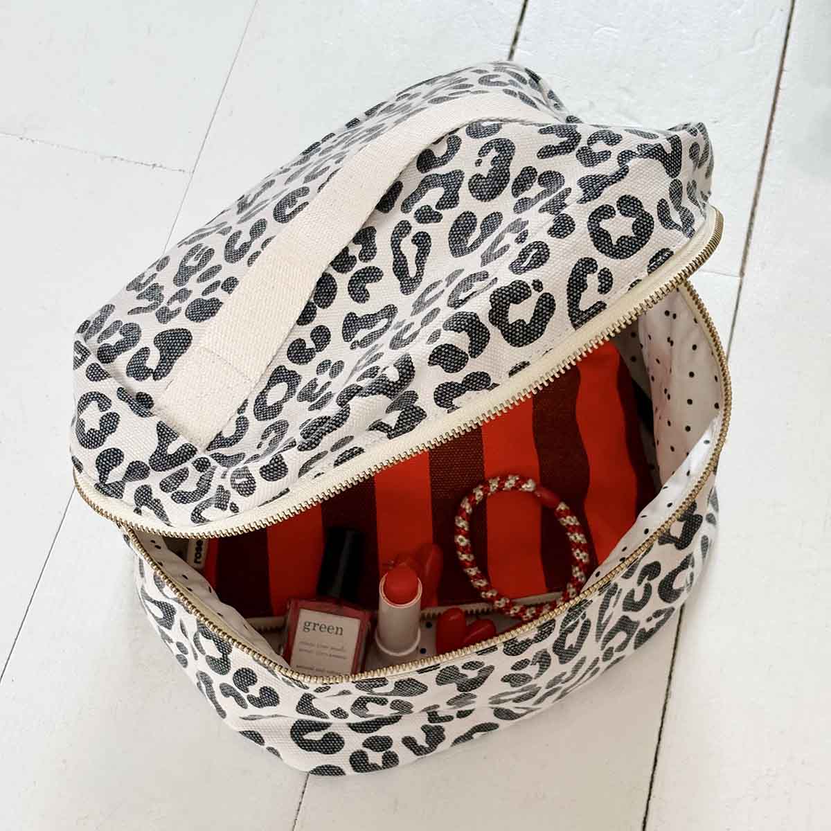 Rose in April | Kosmetiktasche Oona Leopard/Beigegrau