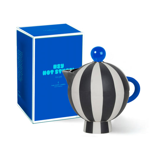 The Gift Label | Tea Pot - Black White stripes