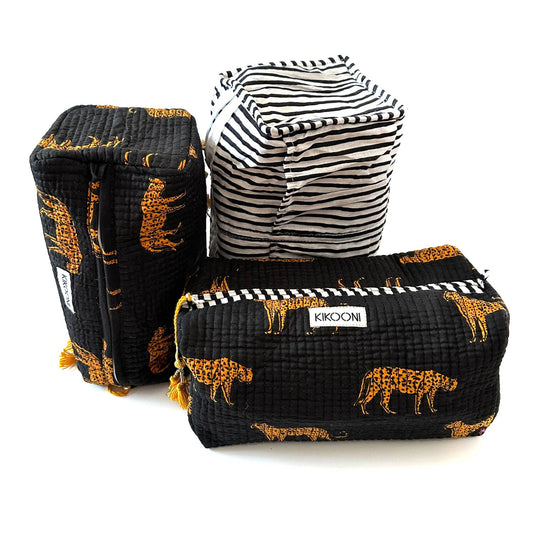 kikooni | Handgemachte Kosmetiktasche "Black Leopard"